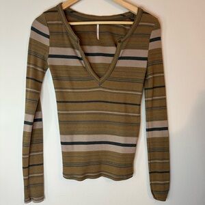 FREE PEOPLE Striped Thermal Top - Sz Small